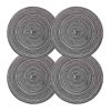 Set of 4 Round Braided Linen Placemats, 7" (Gray)