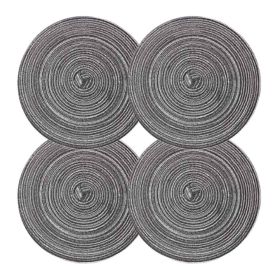 Set of 4 Round Braided Linen Placemats, 7" (Gray)