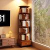 6 Tier 360° Rotating Solid Wood Bookshelf with Wheels