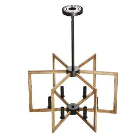 6-Light Chandelier, Metal Farmhouse Chandelier, Adjustable Height, Dining Room Hanging Light Fixture for Ceilings, Modern Chandelier for Bedroom