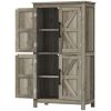 Bathroom Freestanding Cabinet, Farmhouse Bathroom Cabinet with Doors and Three-Level Shelf, 23.6" x 11.8" x 43.3", Light Gray