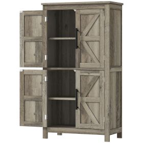 Bathroom Freestanding Cabinet, Farmhouse Bathroom Cabinet with Doors and Three-Level Shelf, 23.6" x 11.8" x 43.3", Light Gray