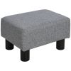 16" Gray Linen Fabric Ottoman Cube Footrest & Pouf