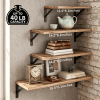 Floating Shelves Wall Mounted Set of 4, Rustic Paulownia Wood Wall Shelves with Black Metal Brackets