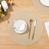 Set of 6 Cotton Polyester Heat Resistant Round Braided Placemats,15"  (Light Beige)