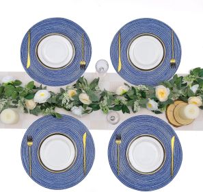 Set of 6 Round Braided Placemats 15" (Blue)