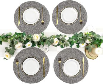 Set of 6 Round Braided Placemats 15" (Gray)