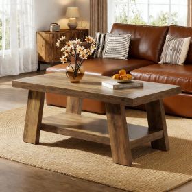 Coffee Table, Farmhouse 2-tier Center Table with Storage