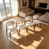 Set of 4 Modern Solid Wood Dining Chairs, Light Gray