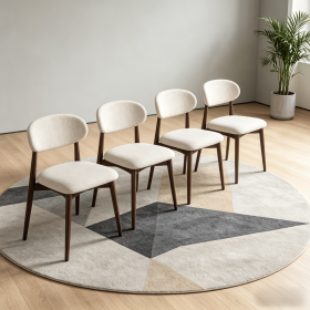 Set of 4 Modern Solid Wood Dining Chairs, Light Gray