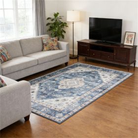 Distressed Vintage Blue Area Rug - 4' x 6'