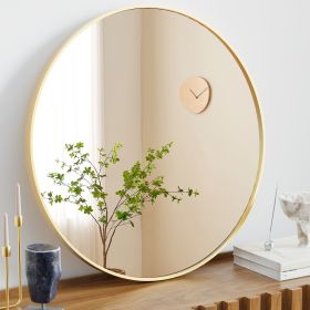 Round Shatterproof Wall Mirror, Bathroom Mirror, HD Anti-Fog for Over Sink, Gold/Black,20x24x30 Inch