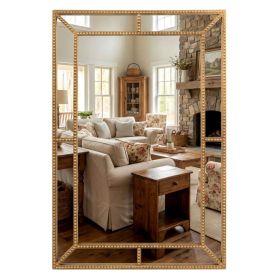 36"x24" Gold Beaded Metal Frame Decorative Wall Mirror