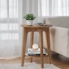 Round End Table Farmhouse Small Side Table Living Room Corner Table Drink Table Rustic Walnut