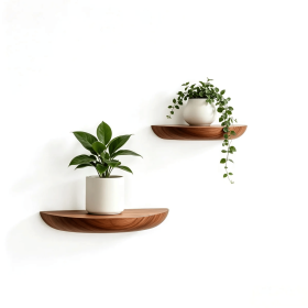 Solid Wood Half Round Floating Shelves Set of 2