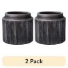 Round Black Ceramic Alexander Planter - Set of 2 - 8" x 8" x 7.2"