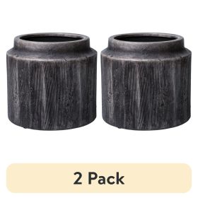 Round Black Ceramic Alexander Planter - Set of 2 - 8" x 8" x 7.2"