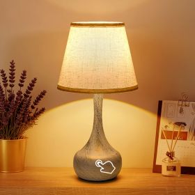 Touch Bedside Lamp Set of 2, Farmhouse 3-Way Dimmable Table Lamps for Nightstand with Fabric Shade, Desk Lamp for Reading, Bedroom, Livingroom, Office