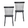 Windsor Dining Chairs Set of 2,Wood Farmhouse Spindle Back, Widen Seat, Mid-Century Modern French Country Style, for Living Room Restaurant, Black