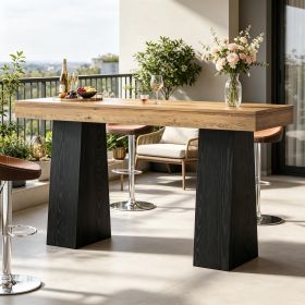 Rectangular 63 Inch Bar Table Counter Height Pub Table with Thickened Tabletop for Kitchen Dining Room