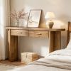 Farmhouse Oval Curved Entryway Table with 2 Drawers 63" Console Table Country Chic Hall Table Wood Sofa Table for Living Room