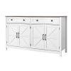 Coffee Bar Cabinet, Farmhouse Coffee Bar Table with 2 Drawers, Buffet Stand Cabinet with 4 Barn Doors, Sideboard Buffet Station for Living Room