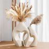 Nordic Heart Shaped Ceramic White Vases, Set of 2