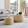 Round Storage Ottoman, Woven rattan (25"x25"x14.7")