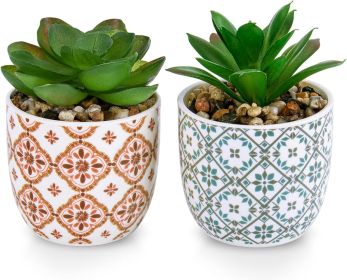 Artificial Plants Succulent Flowers in Ceramic Planter,
