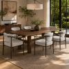 7 Pieces Modern Oval Dining Set, Rustic Farmhouse Solid Wood Kitchen Table Set for 6, 71'' Large Luxury Retro Country Dinner Set with Beige Chairs