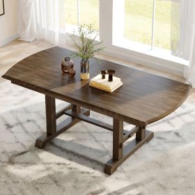 59"-77" Extendable Dining Table, Farmhouse Wooden Kitchen Table with Removable Leaf, Large Expanding Table for 4-8 (Brown)