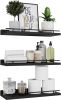 Floating shelving unit with black metal railing, 3-piece set, suitable for bedrooms, bathrooms, kitchens, living rooms, etc., for displaying plants