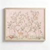 Pink Nursery Wall Art Vintage Chinoiserie Poster Baby Girl Room Canvas Wall Decor Cottagecore Animal Print Botanical Flower Deer Picture Girl Nursery