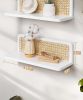 Rattan Wall Shelf 16inch Set of 2, Handmade White Floating Shelves Boho Wall Decor