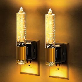2 Pack Dimmable LED Amber Candle Night Light with Dusk to Dawn Sensor