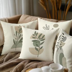 Linen Blend Bohemian Throw Pillow Covers, Set of 4, 20x20In
