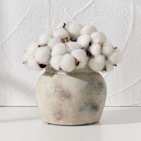 Ceramic Flower Vase with Wide Mouth Lace, 5.1 Inch Pottery Rustic Farmhouse Boho Vases, Small Terracotta Vase for Home Decor, Table, Living Room