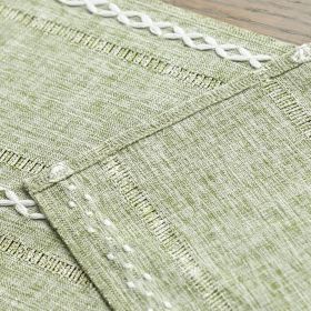 Mode Sage Green Rustic Cotton Linen Table Runner, Seasonal Embroidered Hollow Kitchen Dining Table Decoration for Home Party Decor 13x36 Inch