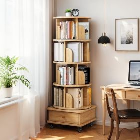 5 Tier 360° Rotating Bookshelf with Wheels