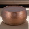 CT501 Modern Contemporary Round Aluminum material 32" Coffee Table, Farmhouse Table with Glossy Hand Hammered Design Antique Copper