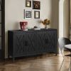 60 inches Modern Farmhouse Accent Cabinet with 4 Doors and Adjustable Shelf Wood Sideboard Buffet Cabinet Console Table Credenza Buffet Table for Kitc
