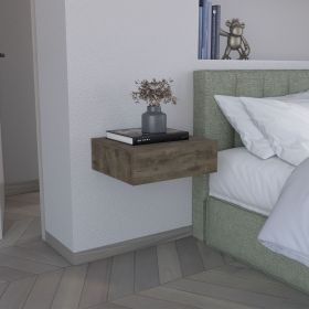 Floating Nightstand 5"H, Modern Wall-Mounted Bedside Shelf with Drawer, Dark Brown