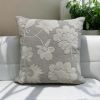 Handmade Floral Embroidered Cotton Chambray Throw Pillow Cover  - 20 x 20 inches