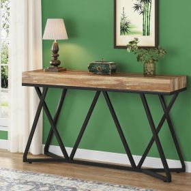 140cm Country Style Console Table Wooden Entrance Hall Sofa Table Rustic Farmhouse Decorative Stand for Living Room