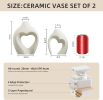 Nordic Heart Shaped Ceramic White Vases, Set of 2