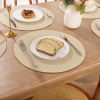 Set of 6 Cotton Polyester Heat Resistant Round Braided Placemats,15"  (Light Beige)