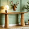 Solid Wood Console Table, Farmhouse Entryway Table with Cylindrical Legs
