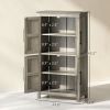 Bathroom Freestanding Cabinet, Farmhouse Bathroom Cabinet with Doors and Three-Level Shelf, 23.6" x 11.8" x 43.3", Light Gray