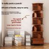 6 Tier 360° Rotating Solid Wood Bookshelf with Wheels