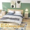 Rattan Nightstands with Drawer, Set of 2